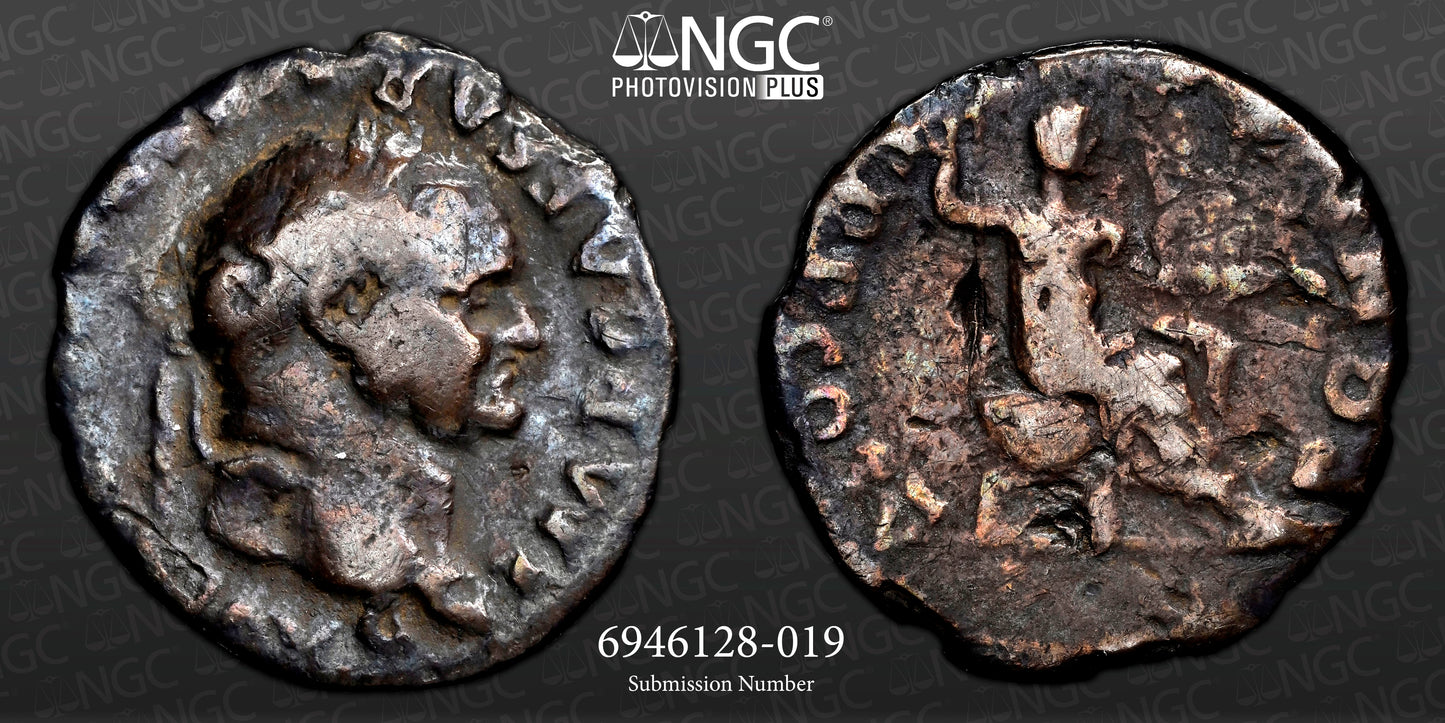 Roman Empire - Vespasian - Silver Denarius - NGC F - RIC:44