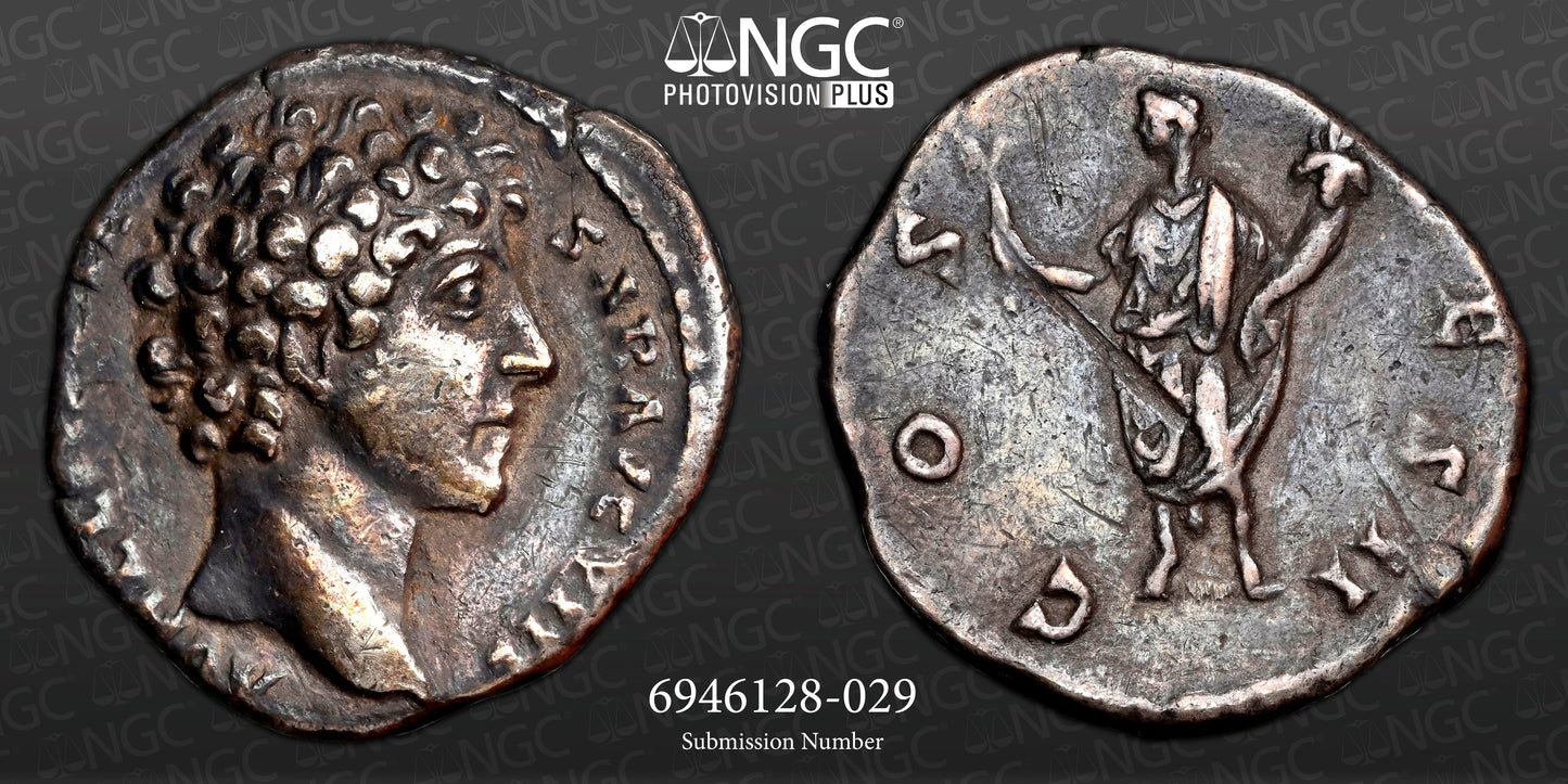 Roman Empire - Marcus Aurelius - Silver Denarius - NGC Ch VF - RIC:426
