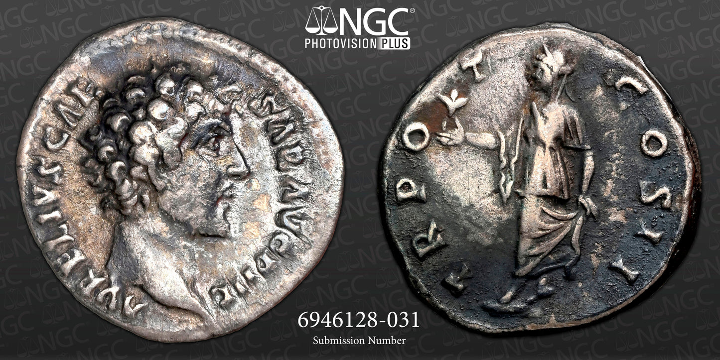 Roman Empire - Marcus Aurelius - Silver Denarius - NGC VF - RIC:437