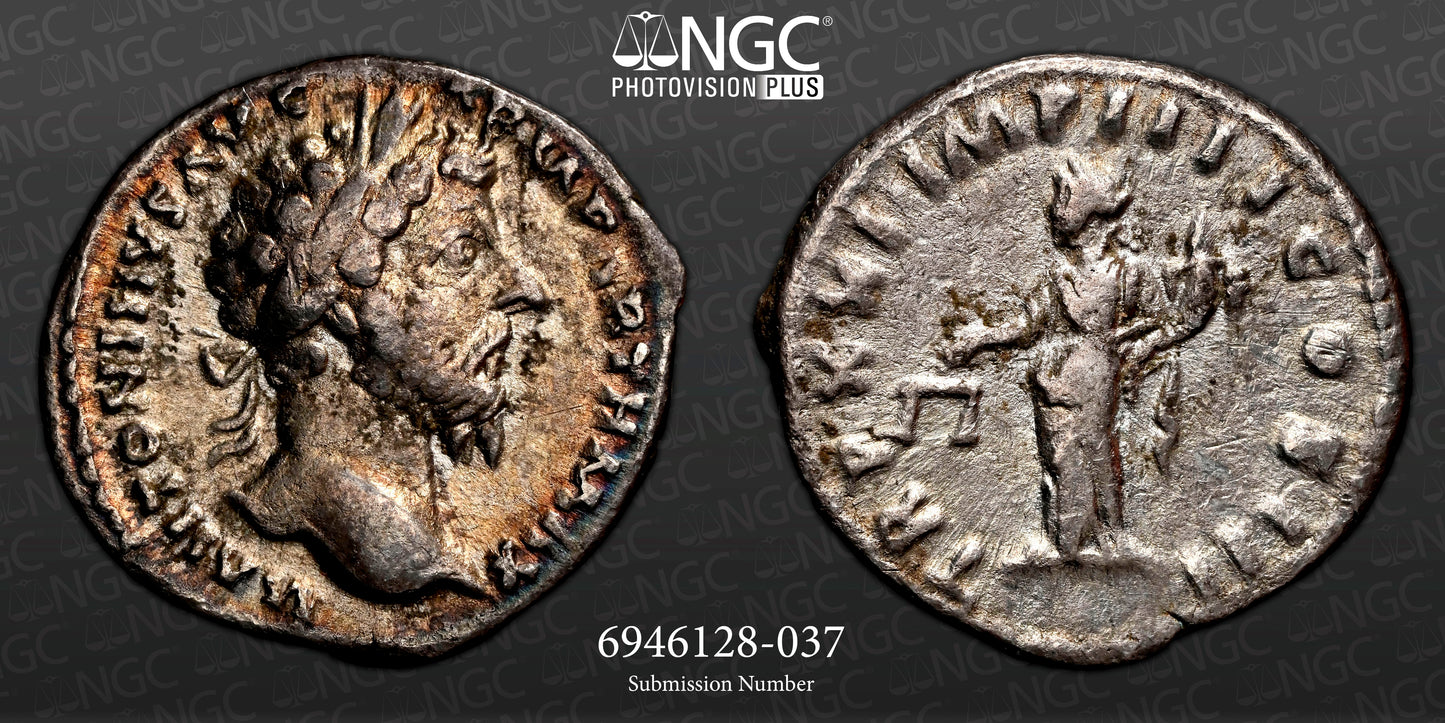 Roman Empire - Marcus Aurelius - Silver Denarius - NGC VF - RIC:171
