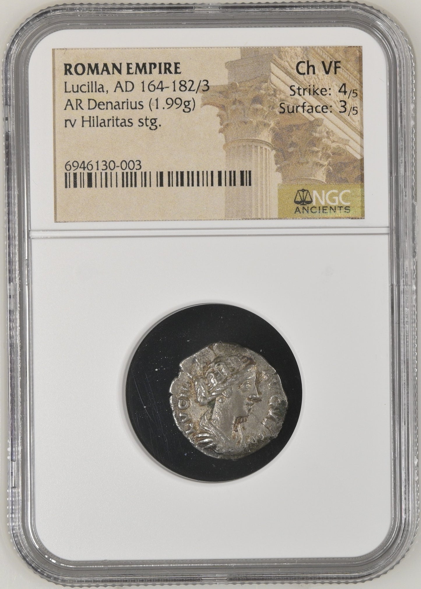 Roman Empire - Lucilla - Silver Denarius - NGC Ch VF