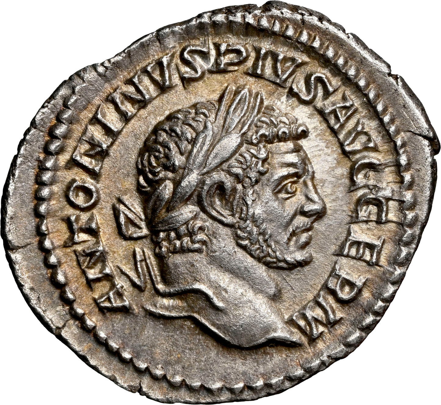 Roman Empire - Caracalla - Silver Denarius - NGC AU - RIC:293d