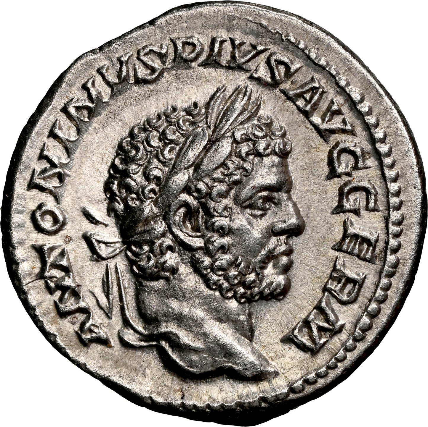 Roman Empire - Caracalla - Silver Denarius - NGC Ch AU - RIC:268