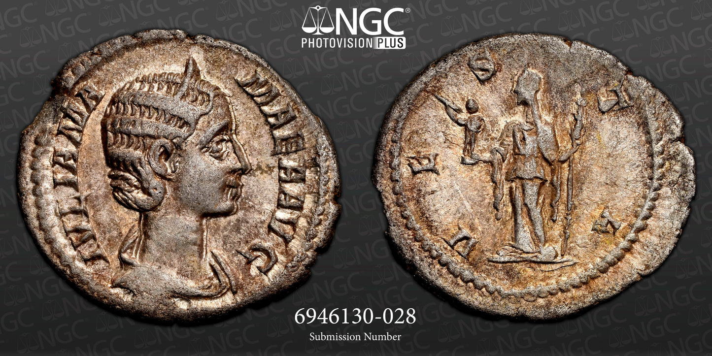 Roman Empire - Julia Mamaea - Silver Denarius - NGC Ch XF - RIC:360