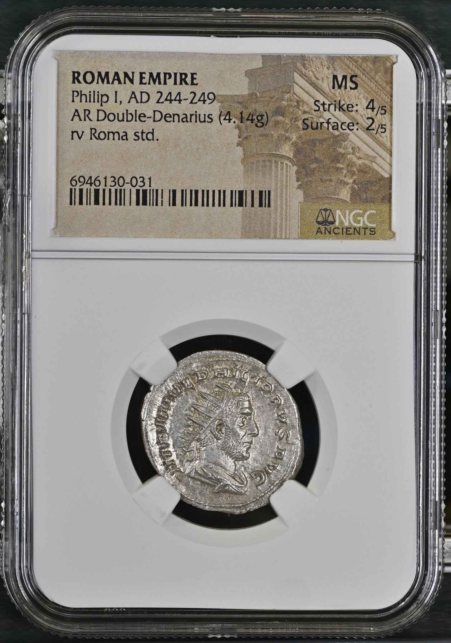 Roman Empire - Philip I - Silver Double-Denarius - NGC MS - RIC:44