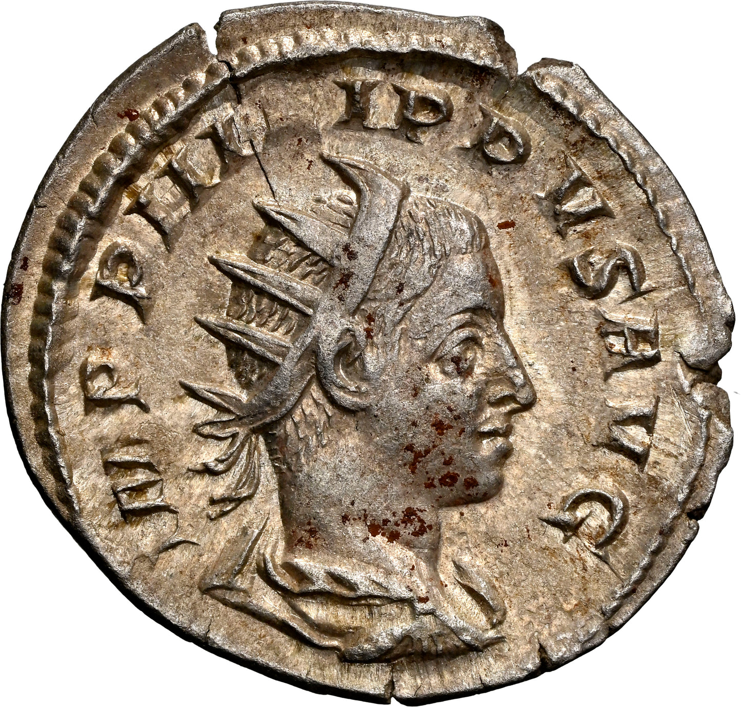Roman Empire - Philip II - Silver Double-Denarius - NGC Ch XF - RIC:231c