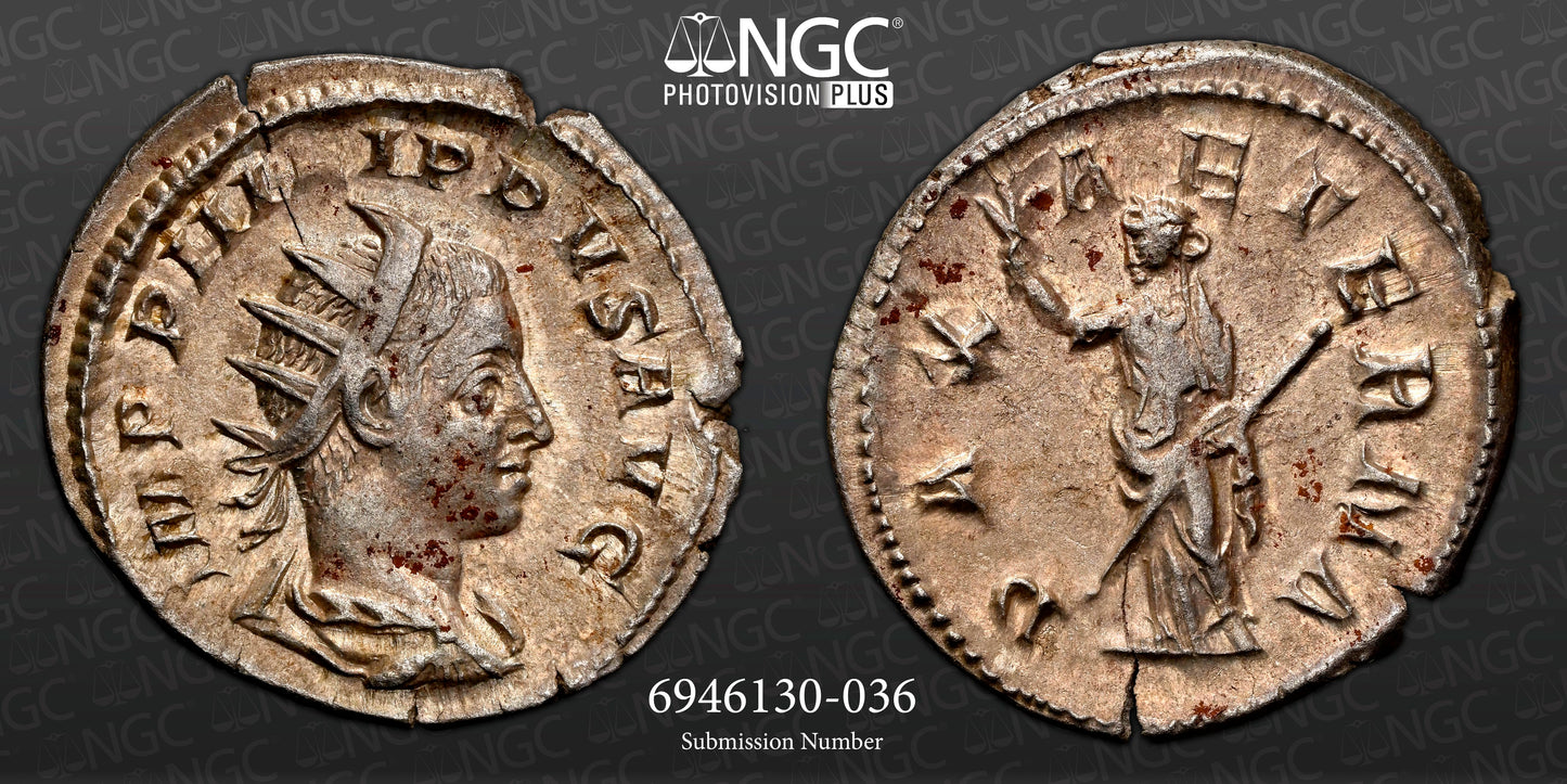 Roman Empire - Philip II - Silver Double-Denarius - NGC Ch XF - RIC:231c
