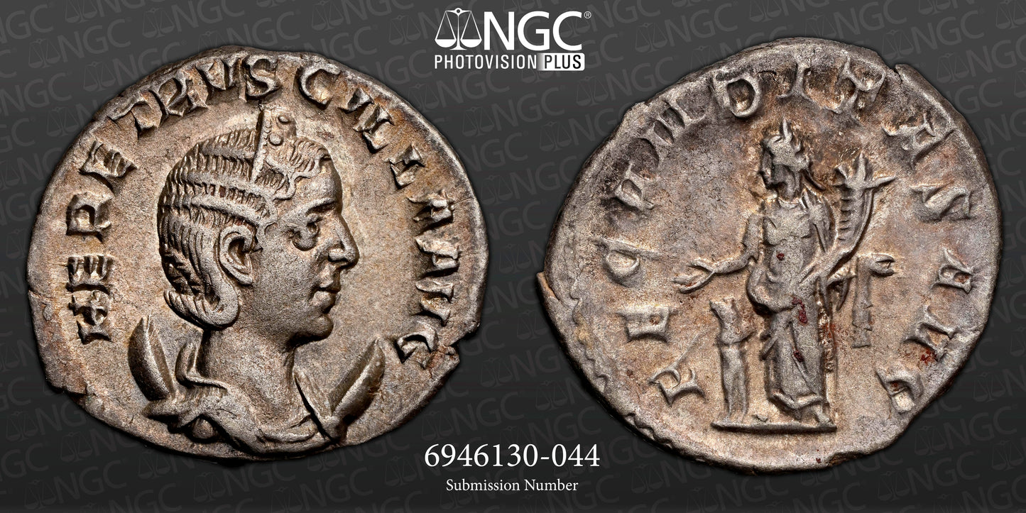 Roman Empire - Herennia Etruscilla - Silver Double-Denarius - NGC Ch XF - RIC:55b