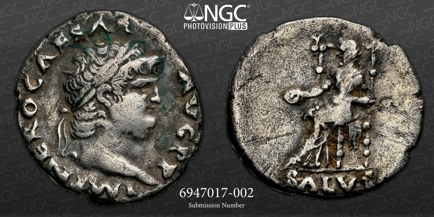 Roman Empire - Nero - Silver Denarius - NGC Ch F - RIC:60