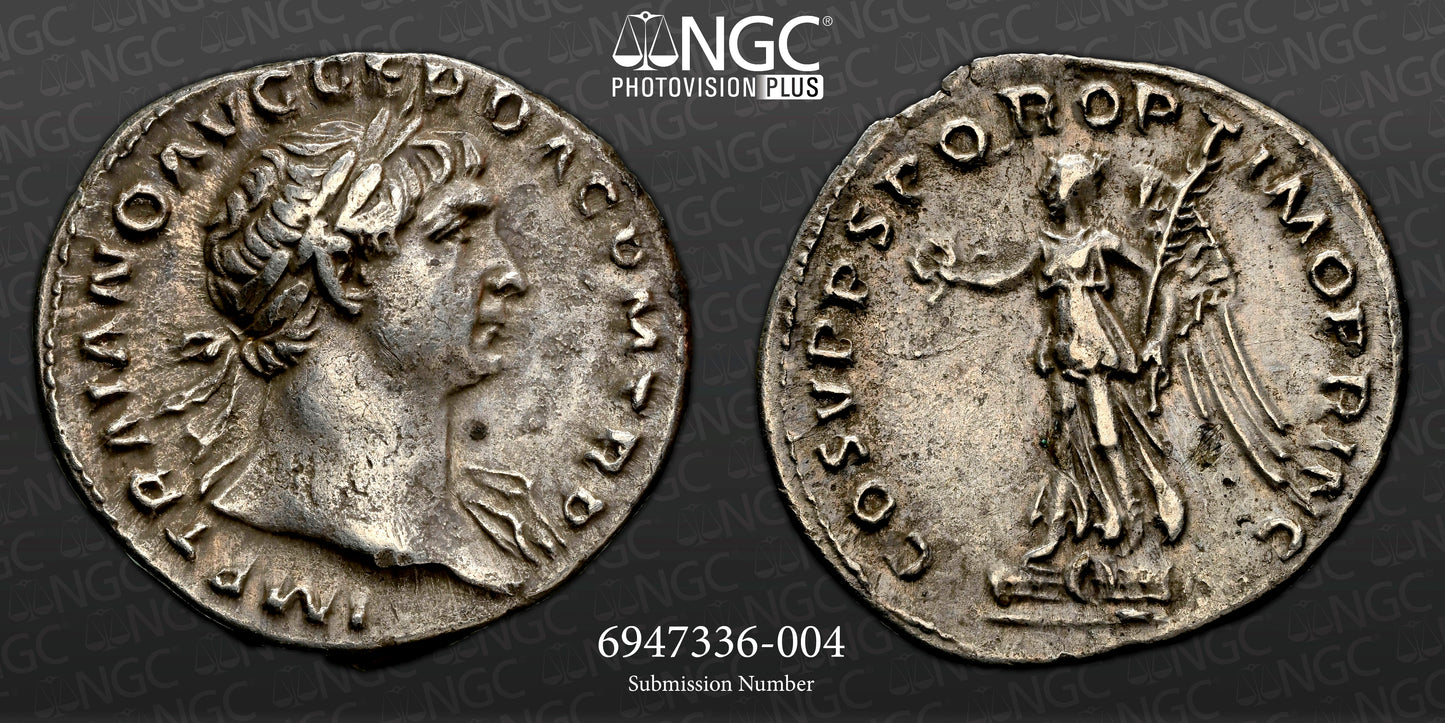 Roman Empire - Trajan - Silver Denarius - NGC XF - RIC:131