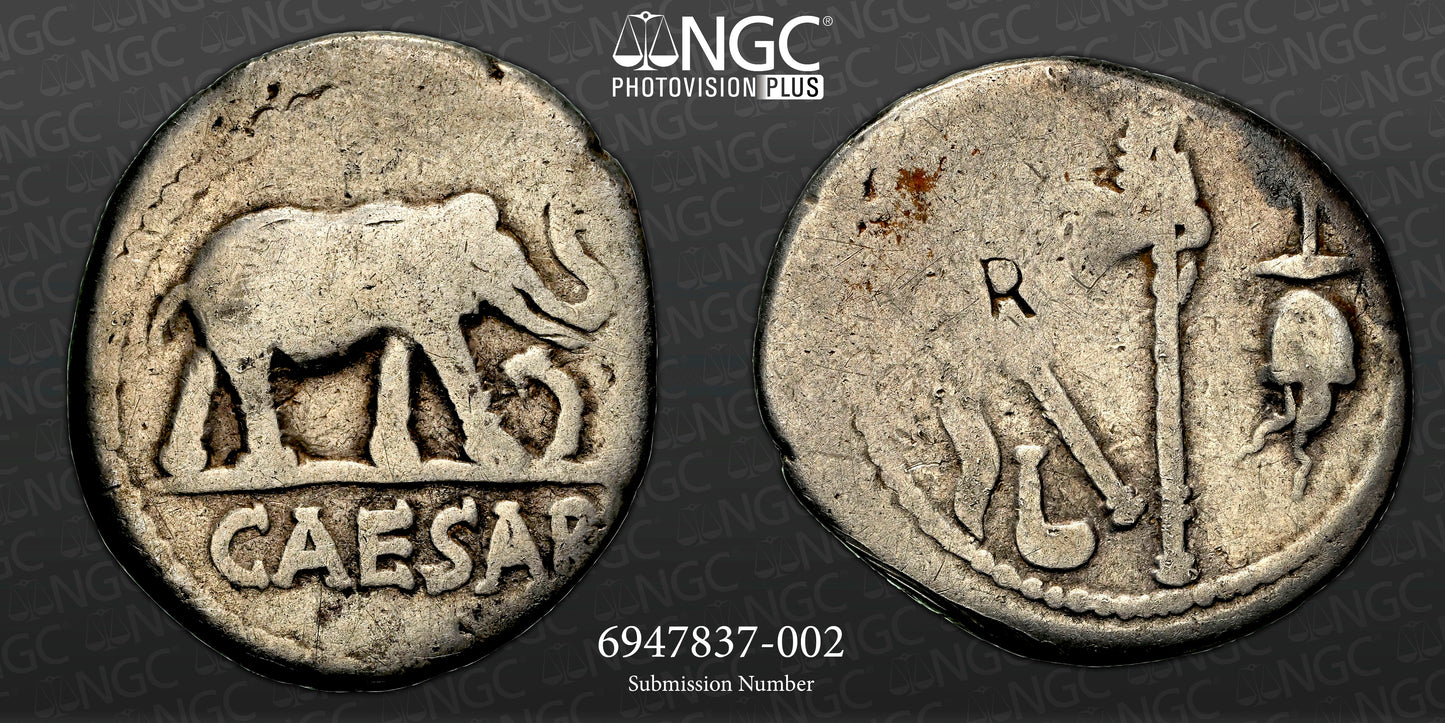 Roman Imperatorial - Julius Caesar - Silver Denarius - NGC G - Crawf. 443/1