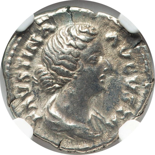 Roman Empire - Faustina II - Silver Denarius - NGC Ch VF