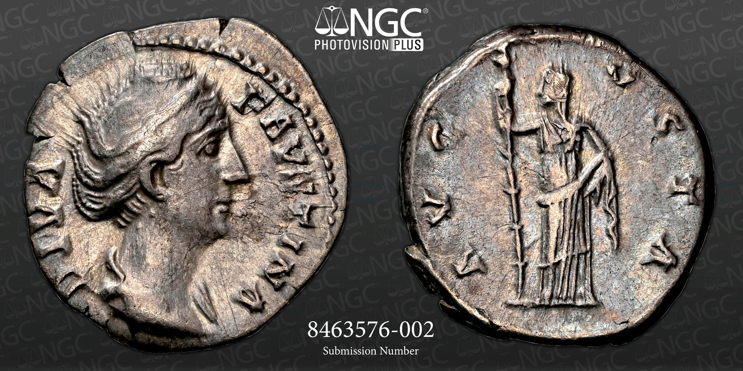 Roman Empire - Faustina I - Silver Denarius - NGC XF - RIC:362