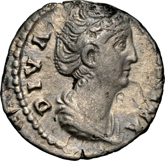 Roman Empire - Faustina I - Silver Denarius - NGC Ch VF - RIC:350a