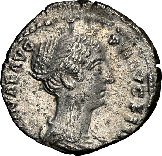 Roman Empire - Faustina II - Silver Denarius - NGC AU - RIC:507b