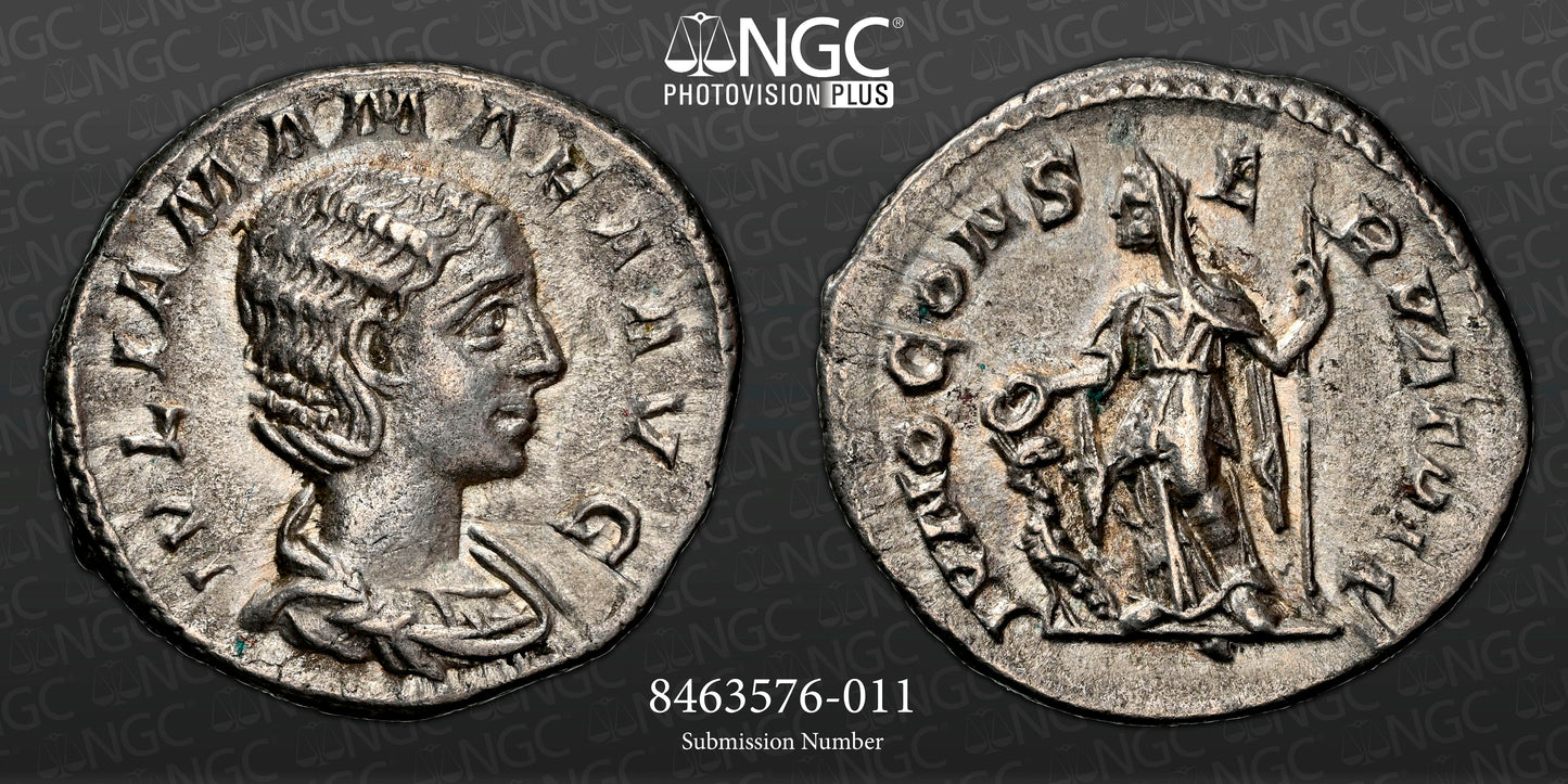 Roman Empire - Julia Mamaea - Silver Denarius - NGC Ch XF - RIC:343