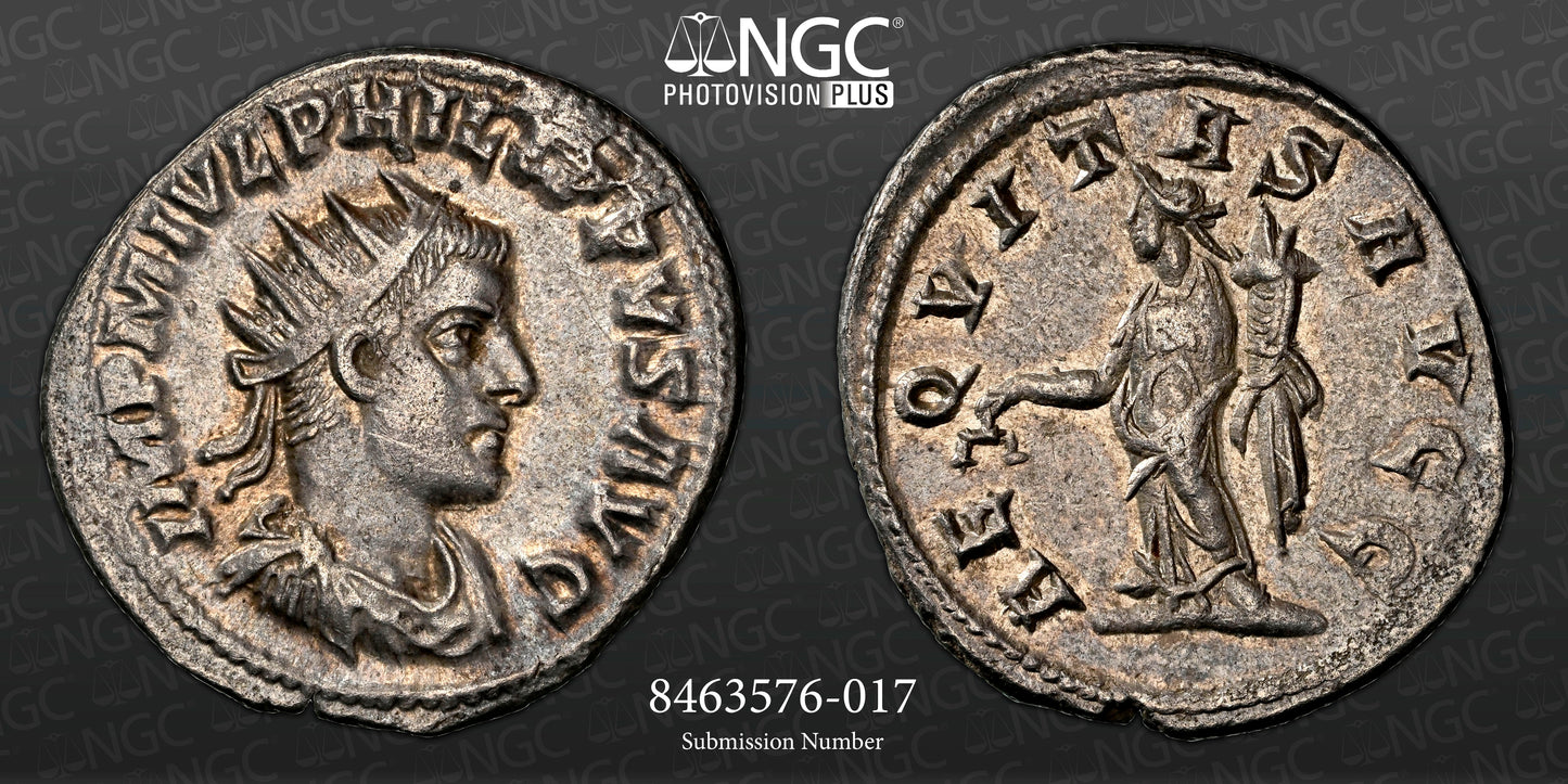 Roman Empire - Philip II - Silver Double-Denarius - NGC Ch XF - 240a