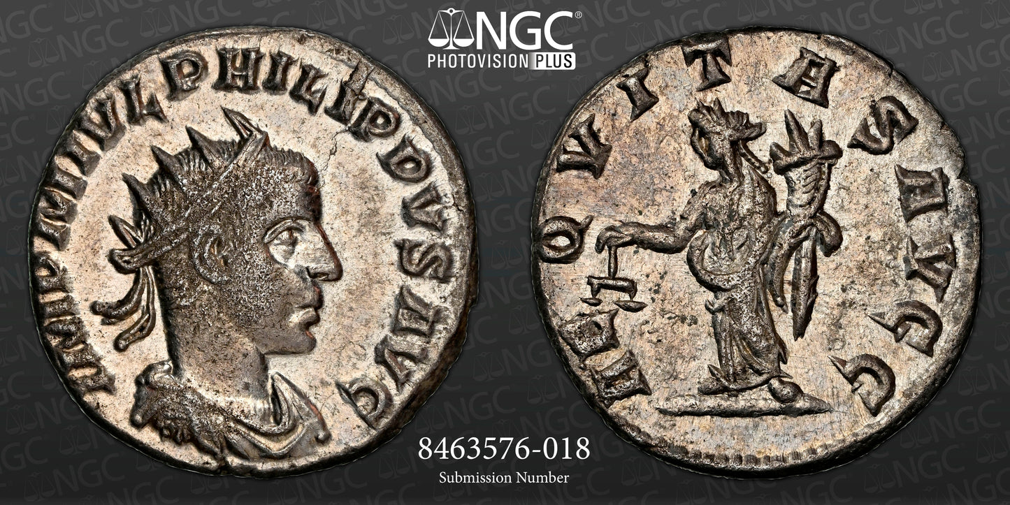 Roman Empire - Philip II - Silver Double-Denarius - NGC AU - RIC:240a