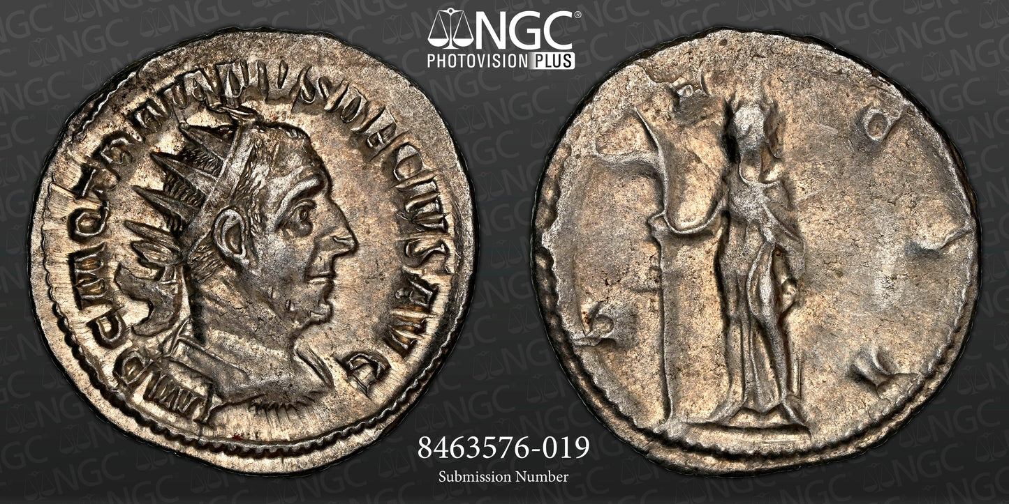 Roman Empire - Trajan Decius - Silver Double-Denarius - NGC AU - RIC:12b