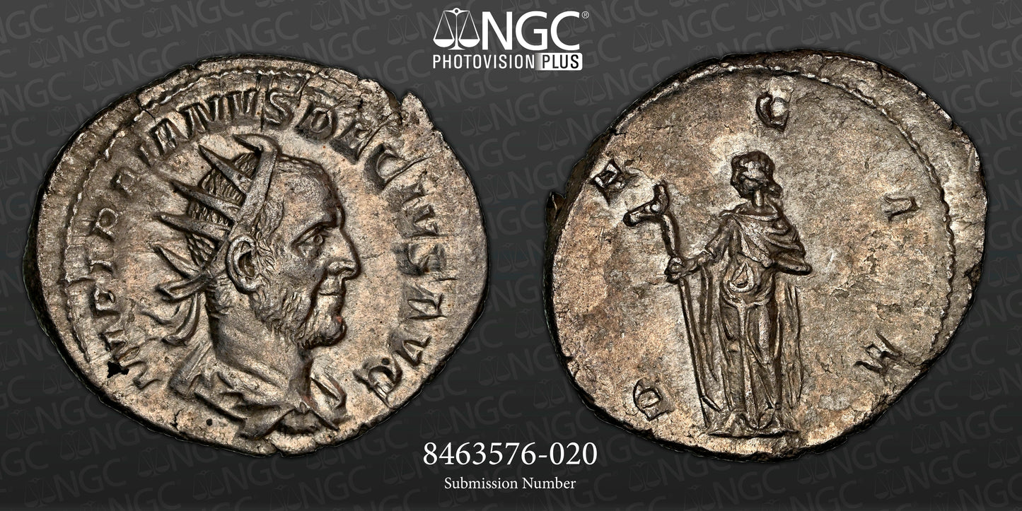 Roman Empire - Trajan Decius - Silver Double-Denarius - NGC Ch AU - RIC:12b