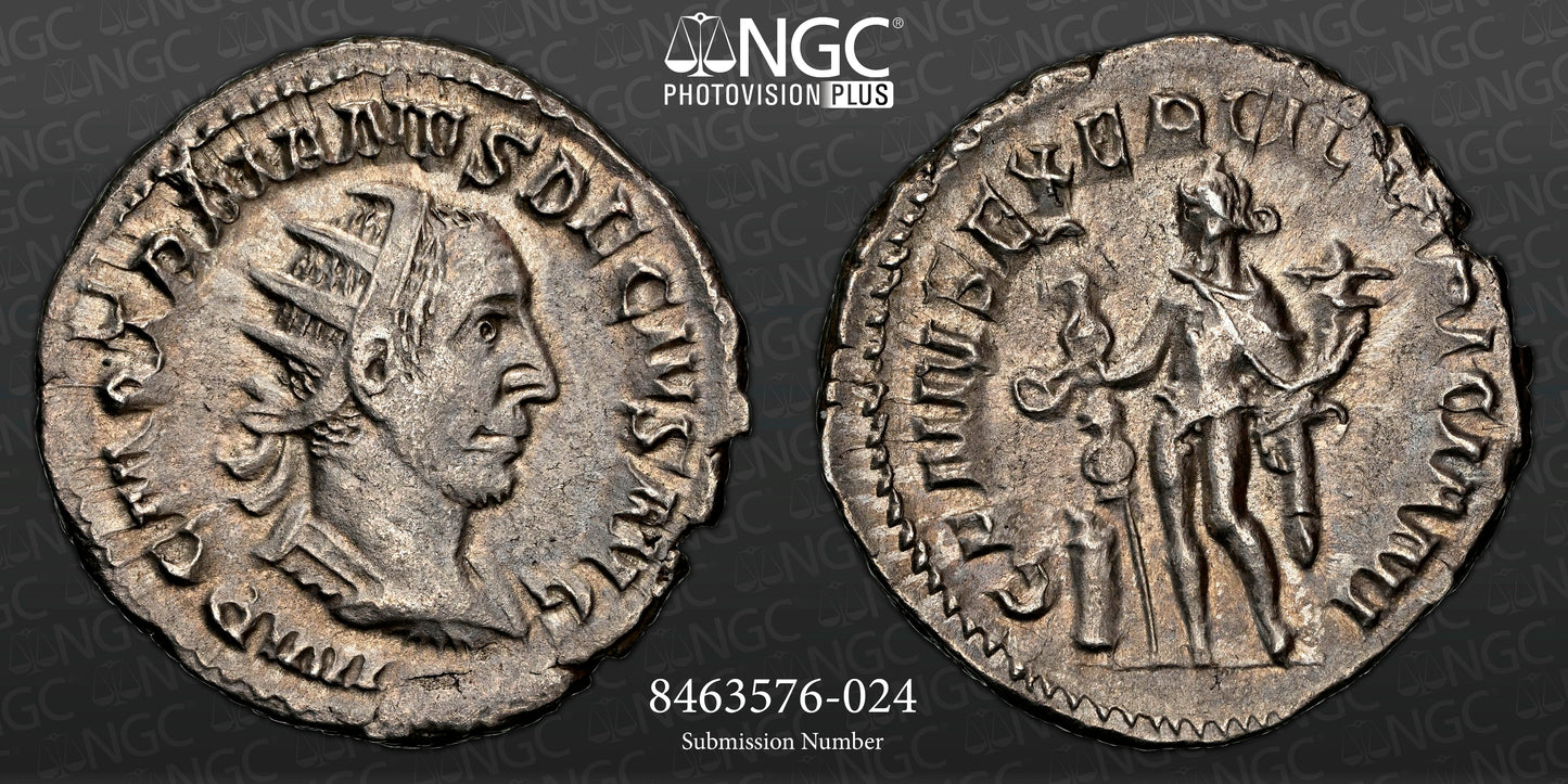 Roman Empire - Trajan Decius - Silver Double-Denarius - NGC Ch XF - RIC:16c