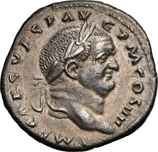 Roman Empire - Vespasian - Perhaps Plated Denarius - NGC Ch XF - RIC:360