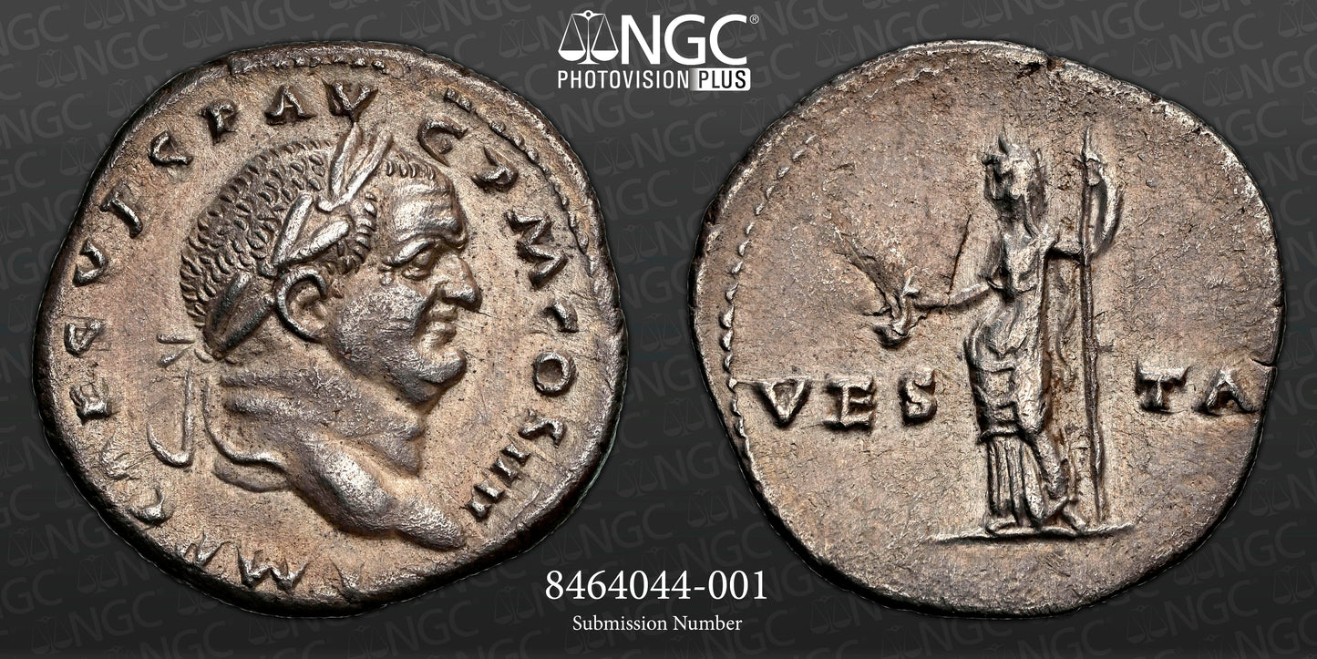 Roman Empire - Vespasian - Perhaps Plated Denarius - NGC Ch XF - RIC:360