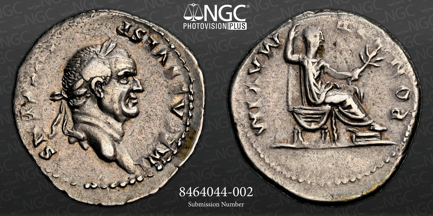 Roman Empire - Vespasian - Silver Denarius - NGC Ch VF - RIC:546