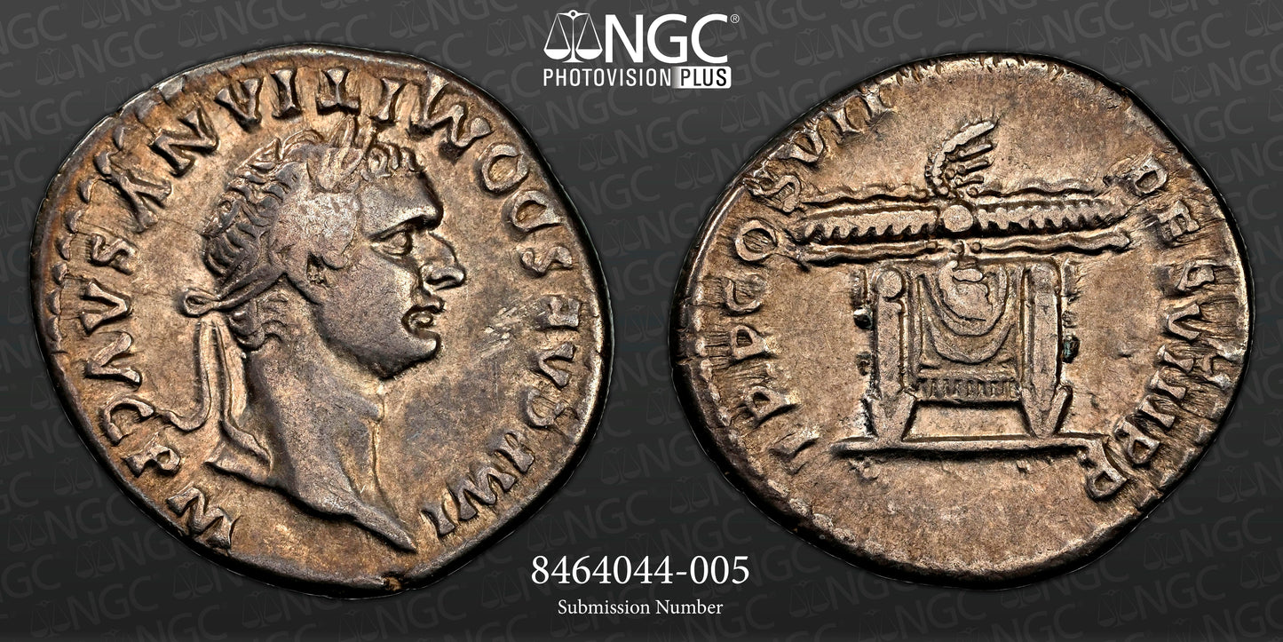 Roman Empire - Domitian - Silver Denarius - NGC VF - RIC:70