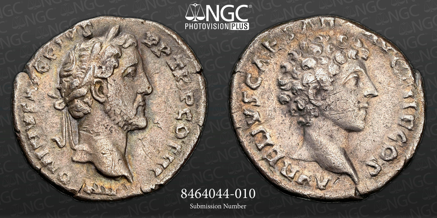 Roman Empire - Antoninus Pius - Silver Denarius - NGC Ch VF - RIC:417a - Marcus Aurelius