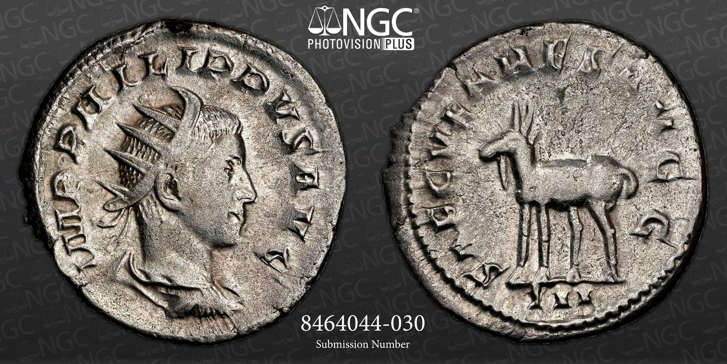 Roman Empire - Philip II - Silver Double-Denarius - NGC XF - RIC:224