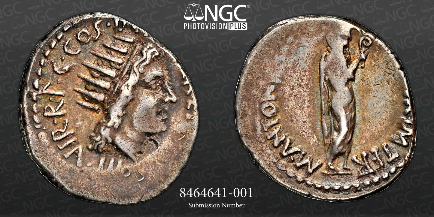 Roman Imperatorial - Marc Antony - Silver Denarius - NGC VF - Crawf. 533/2