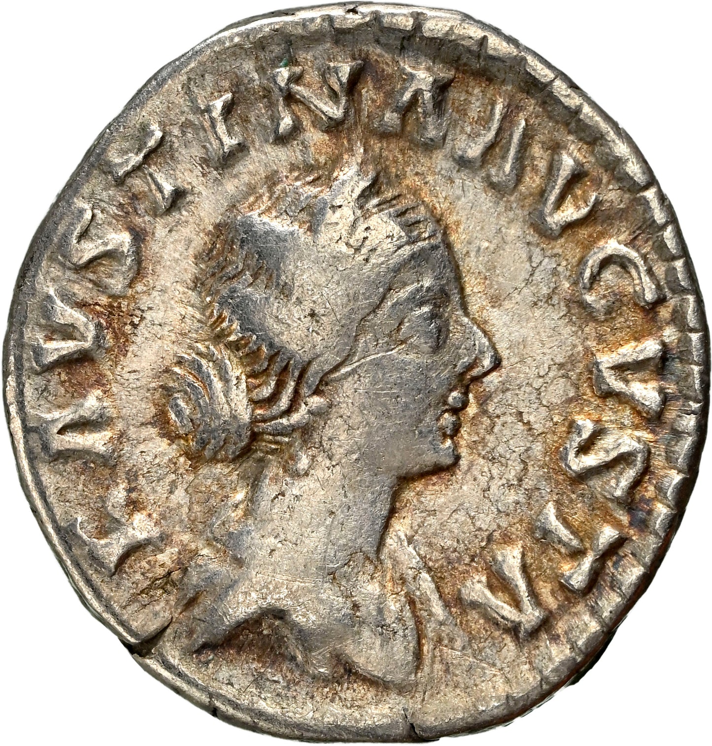 Roman Empire - Faustina II - Silver Denarius - NGC Ch F - RIC:712