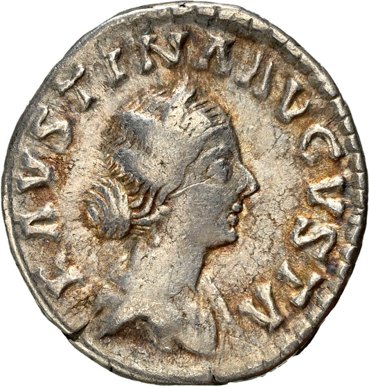 Roman Empire - Faustina II - Silver Denarius - NGC Ch F - RIC:712