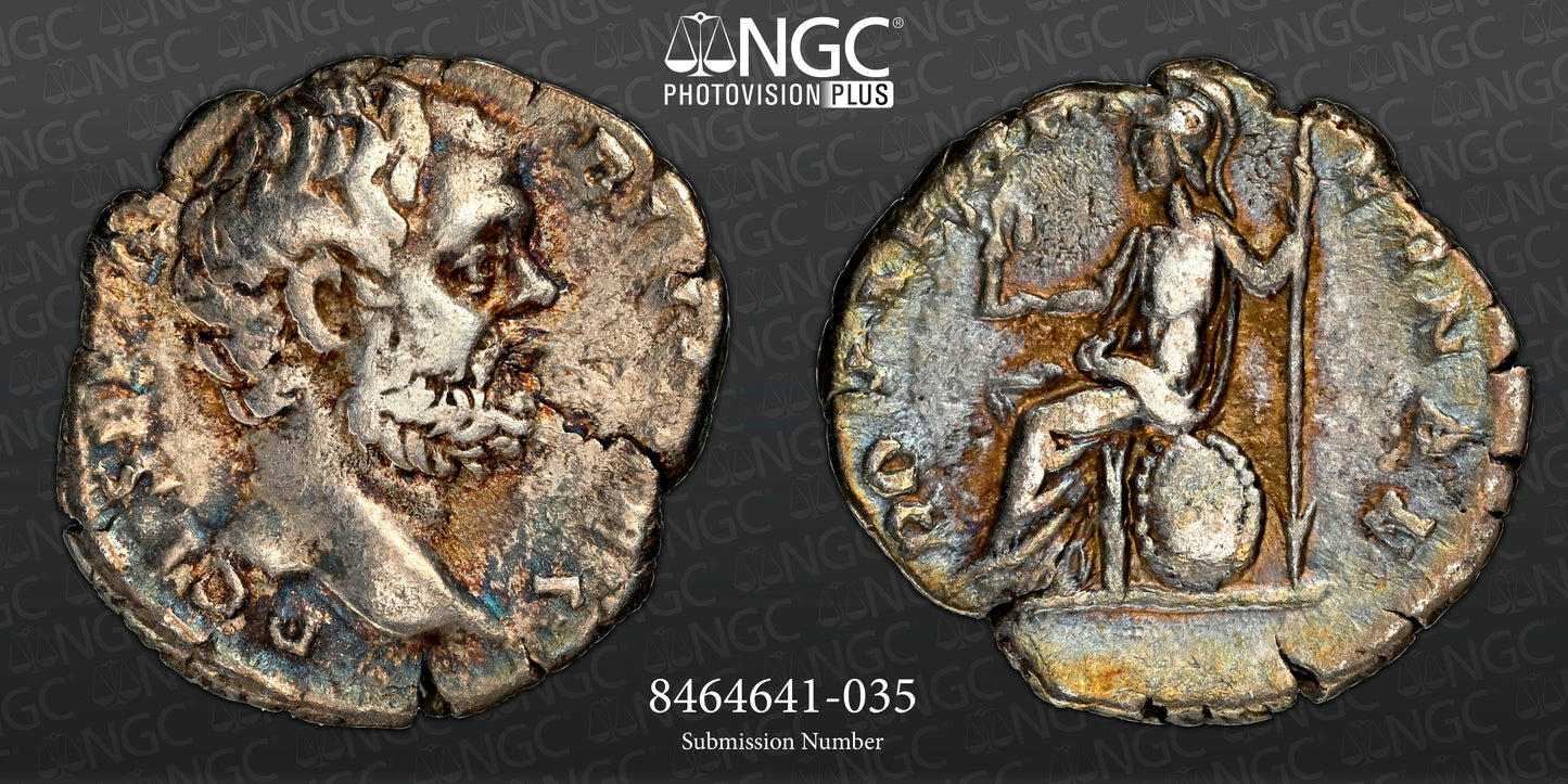 Roman Empire - Clodius Albinus - Silver Denarius - NGC Ch F - RIC:11a