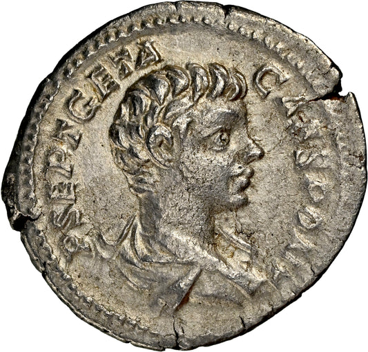 Roman Empire - Geta - Silver Denarius - NGC XF - RIC:9a