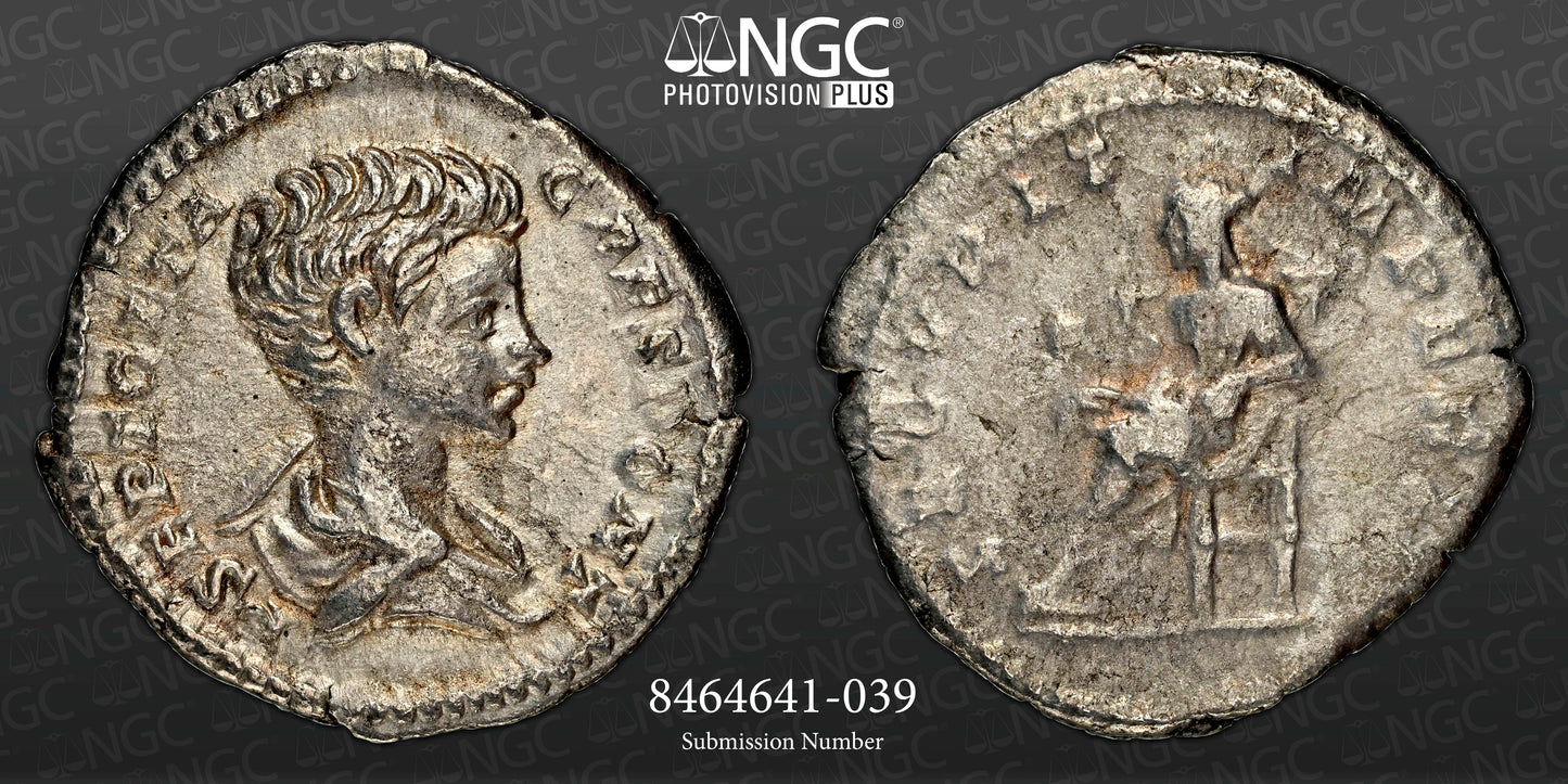 Roman Empire - Geta - Silver Denarius - NGC XF - RIC:20a