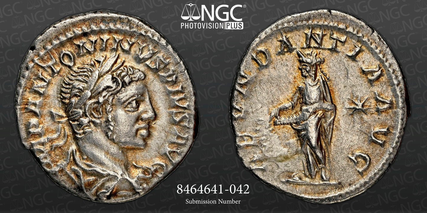 Roman Empire - Elagabalus - Silver Denarius - NGC AU - RIC:56b