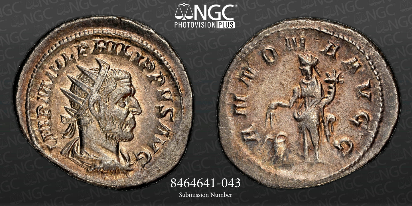Roman Empire - Philip I - Silver Double-Denarius - NGC XF - RIC:28c - Heavy-Weight Specimen
