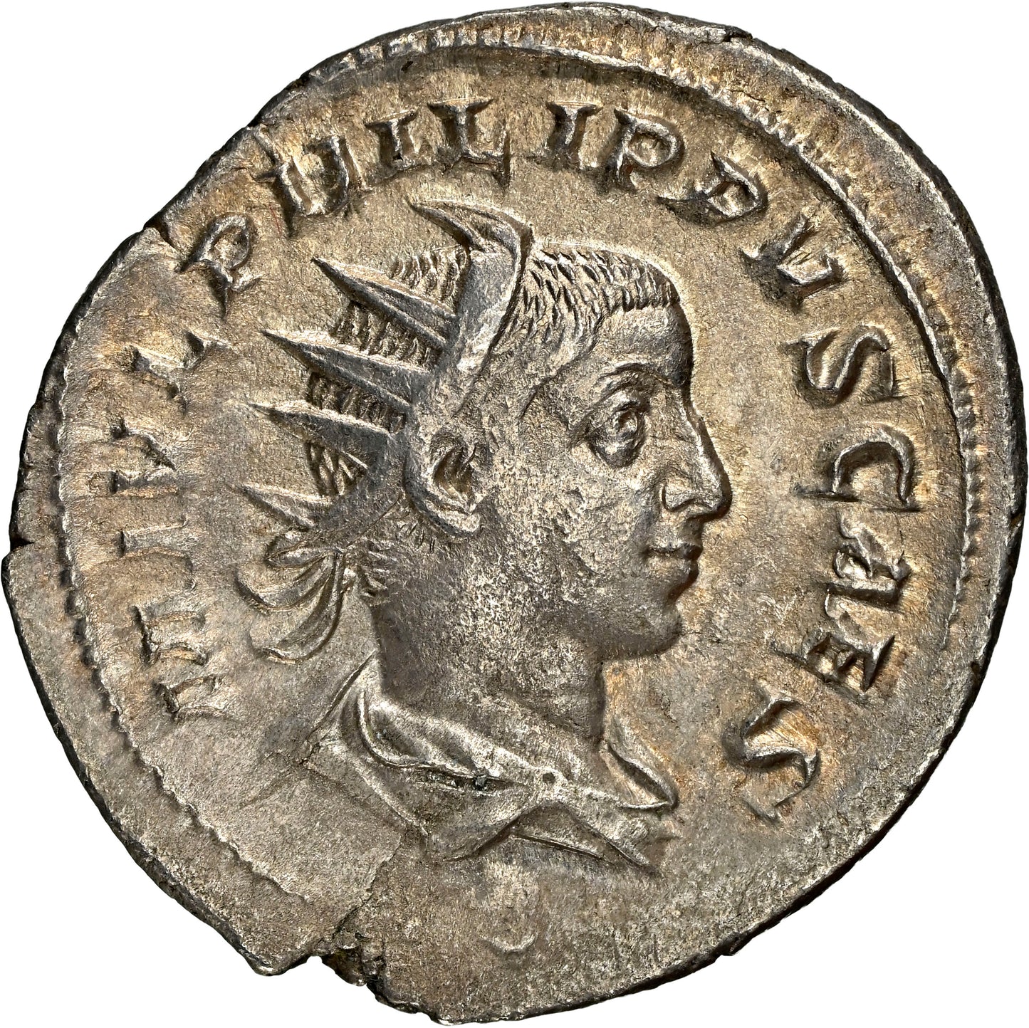 Roman Empire - Philip II - Silver Double-Denarius - NGC Ch XF - RIC:218d