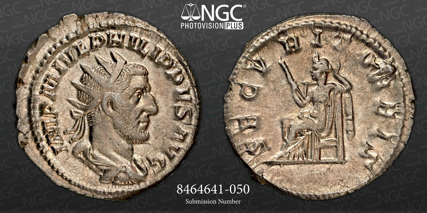Roman Empire - Philip I - Silver Double-Denarius - NGC Ch XF - RIC:48b