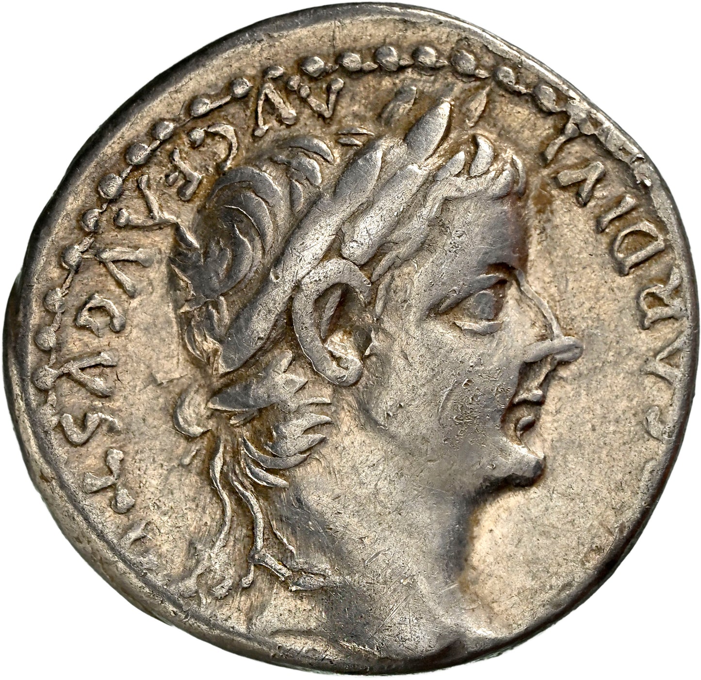 Roman Empire - Tiberius - Silver Denarius - NGC Ch VF - RIC:30