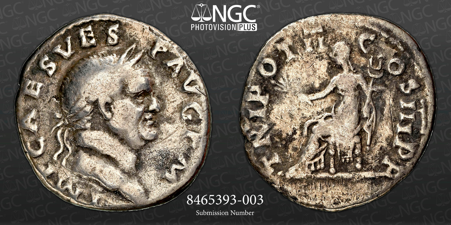 Roman Empire - Vespasian - Silver Denarius - NGC F - RIC:41