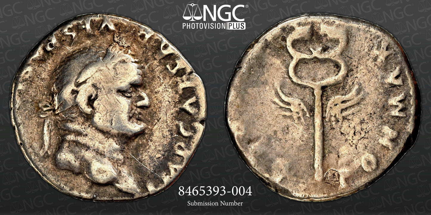 Roman Empire - Vespasian - Silver Denarius - NGC F - RIC:703