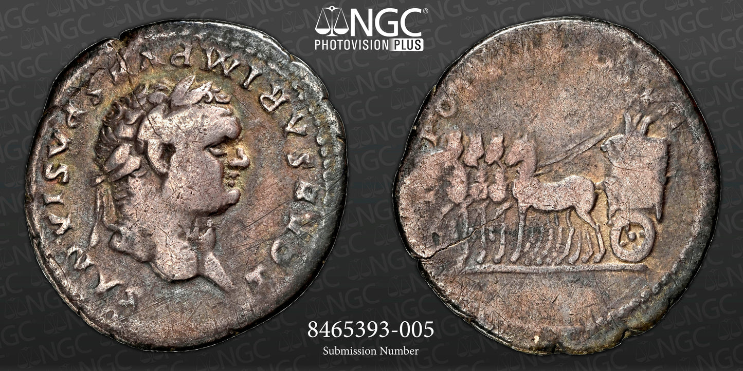 Roman Empire - Titus - Silver Denarius - NGC Ch F - RIC:1073