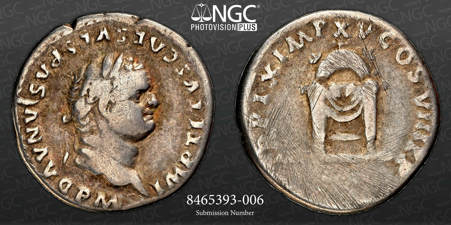 Roman Empire - Titus - Silver Denarius - NGC F - RIC:122