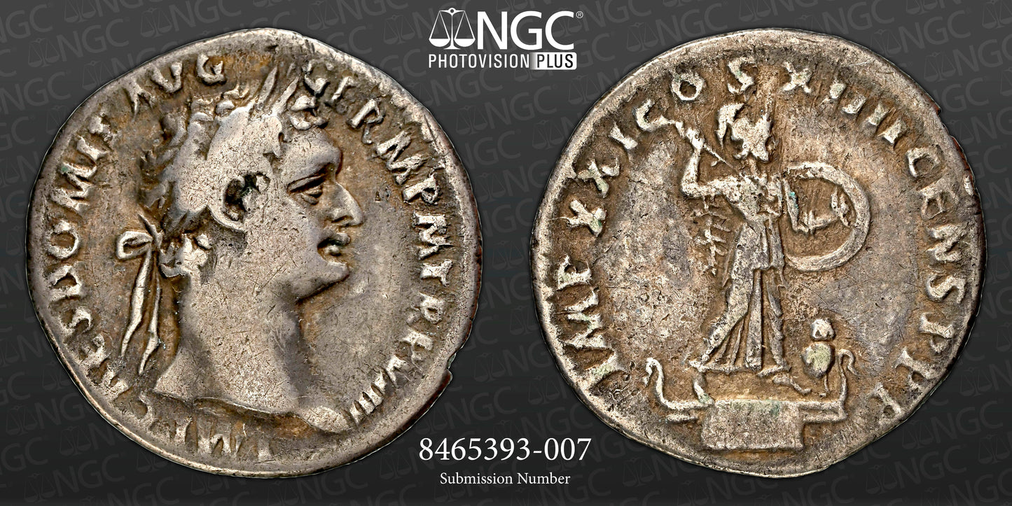 Roman Empire - Domitian - Silver Denarius - NGC F - RIC:686