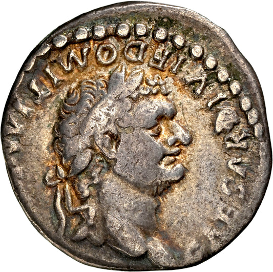 Roman Empire - Domitian - Silver Denarius - NGC Ch F - RIC:266