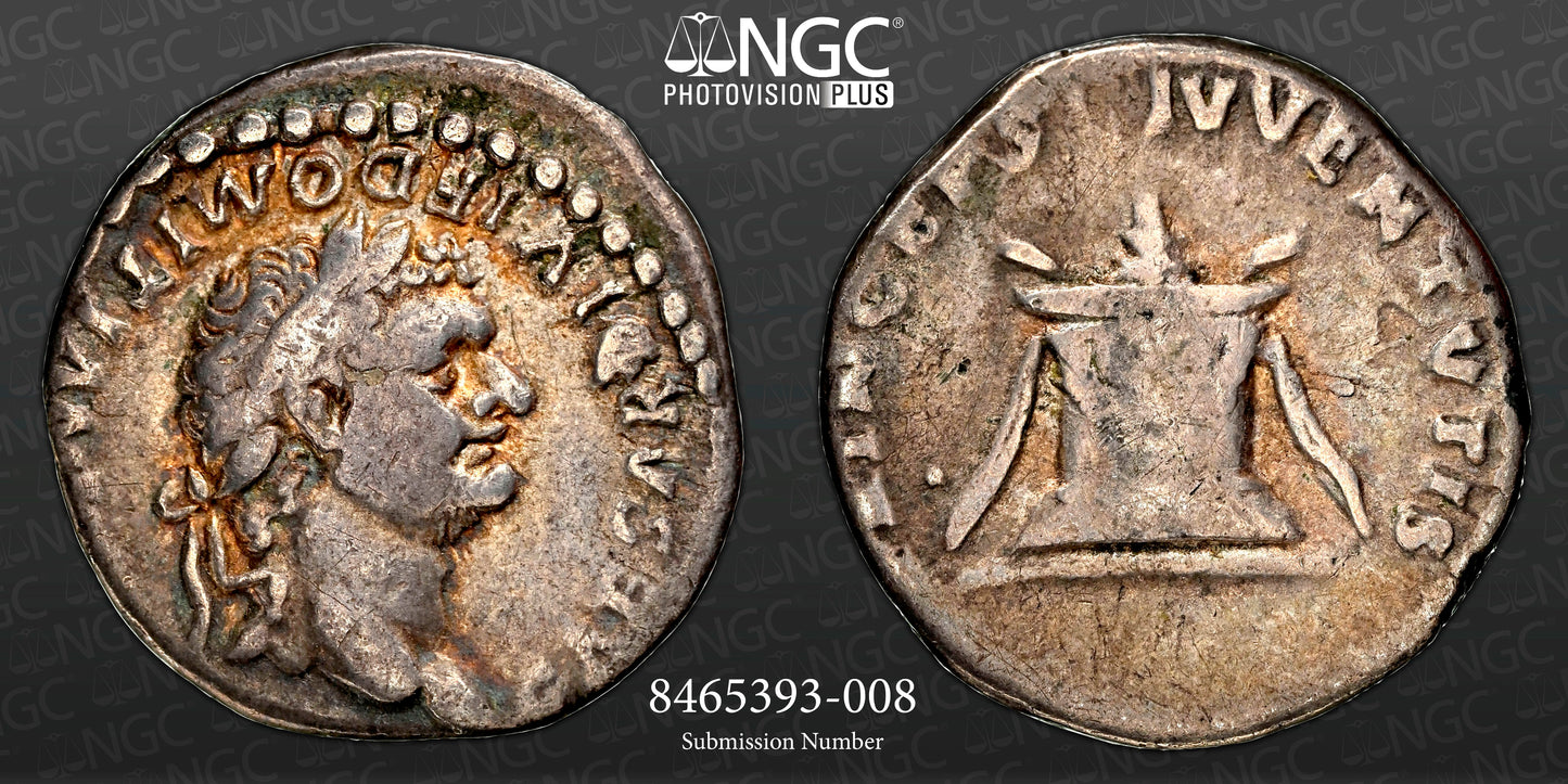Roman Empire - Domitian - Silver Denarius - NGC Ch F - RIC:266