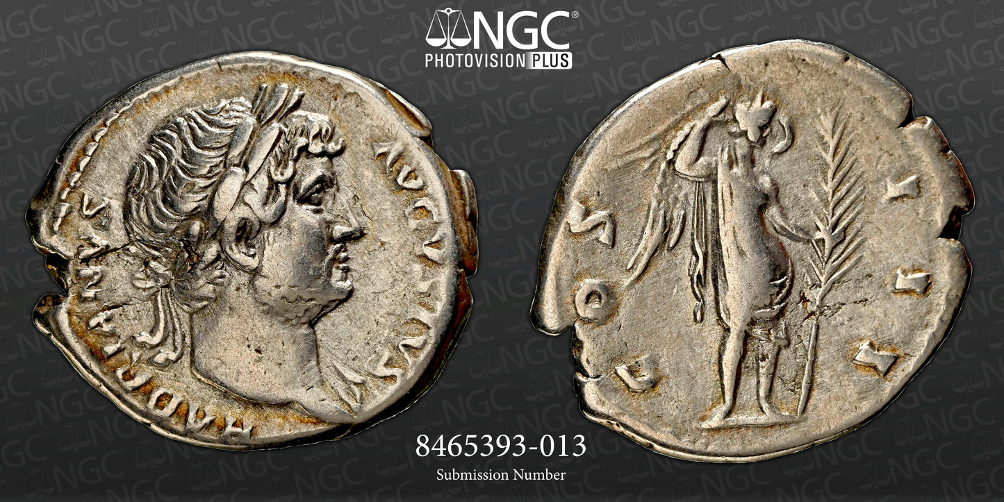 Roman Empire - Hadrian - Silver Denarius - NGC Ch VF - RIC:848